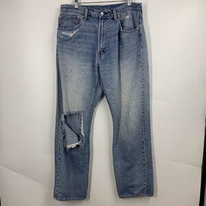 Levi's Men's 551 Classic Distressed 5 Pocket Straight Cotton Denim Jeans Size 34